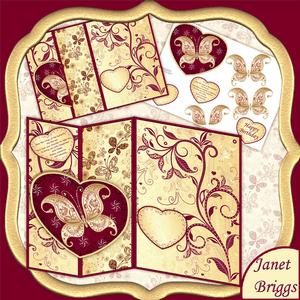 Butterfly in Gold & Burgundy No Hole Fold Back Mini Kit