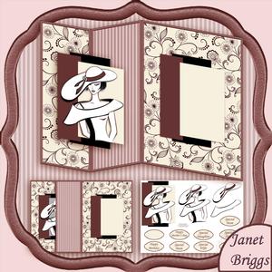 Elegant Lady in Hat Fold Back Card Mini Kit