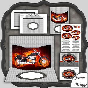 Pop Up Scene Motorbike 3D Card Kit