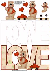 Love Bear Shape Card or Topper