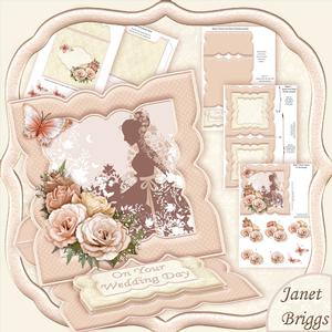 Bride & Roses Wedding Day Easel Card Kit & Decoupage