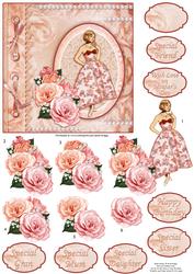 Shabby Chic Vintage Lady & Roses Decoupage