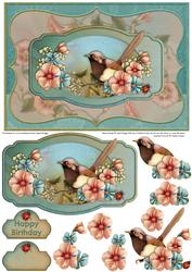 Bird Garden Card Front and Decoupage