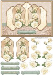 Cream Roses 5 Panel Quick Card & Decoupage