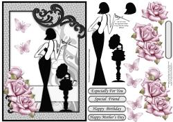 Vintage Lady, Roses & Gramophone Decoupage