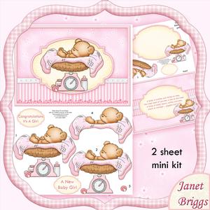 Baby Girl Bear Scales Decoupage Mini Kit