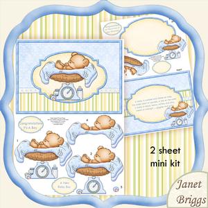 Baby Boy Bear Scales Decoupage Mini Kit