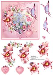 Meadow Flowers in Heart Frame Topper & Decoupage