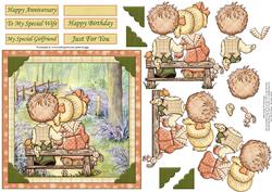 Tender Moments in Bluebell Woods Topper & Decoupage