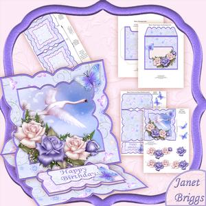 Swans & Roses Easel Card Kit with Decoupage