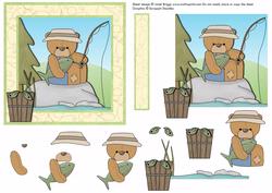 Brandy Bear Goes Fishing Decoupage