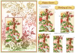 Vintage Easter Roses & Cross Topper & Pyramage