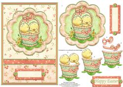 Easter Decoupage Easter Chicks in Basket