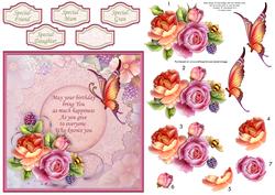 English Roses for Birthday Topper & Decoupage