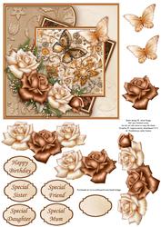 Brown Florals Jigsaw Card & Decoupage