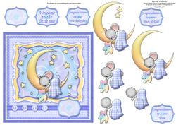 Little Mouse on the Moon New Baby Boy Decoupage