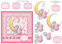 Little Mouse on the Moon New Baby Girl Decoupage