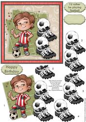 Soccer Star Red & White Topper & Decoupage Football Fans