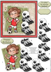 Soccer Star Red & White Topper & Decoupage Football Fans