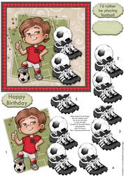 Soccer Star Topper & Decoupage Red & White Football Fans