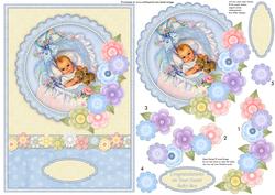 Vintage New Baby Boy & Florals Topper & Decoupage