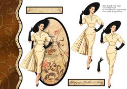 Mothers Day Elegant Lady Decoupage in Brown & Cream