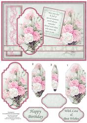 Vintage Carnations Card Topper & Pyramage