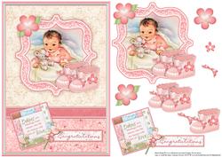New Baby Girl & Bootees Vintage Decoupage