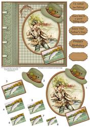 Vintage Fishing Fisherman & Trout Birthday or Fathers Day