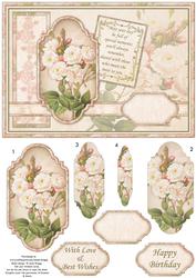 Vintage White Roses Card Topper & Pyramage