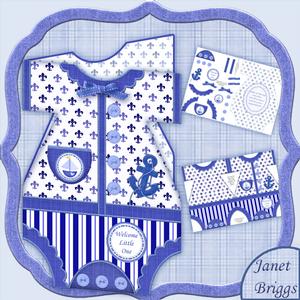 Baby Boy Sailor Suit Shaped Card Mini Kit