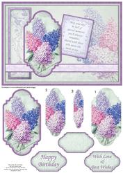 Vintage Lilacs Birthday Card Topper & Pyramage