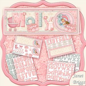 Create Any Name Baby Girl Card Kit & Decoupage