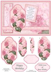 Vintage Hydrangea Birthday Card Topper & Pyramage
