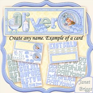 Create Any Name Baby Boy Card Kit & Decoupage