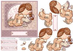 Daisy & Basset Hound Card Topper & Decoupage