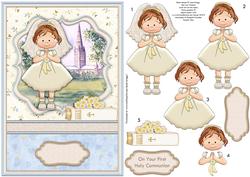 First Holy Communion Girl & Bible Topper & Decoupage