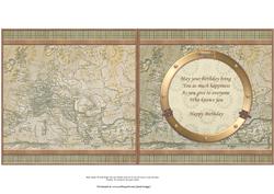 Steampunk Car on Map Male Birthday Card Insert