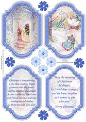 Vintage Christmas Scenes Toppers & Insert Plaques Blue 5