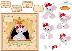 New Home Mouse or Baby Card Front & Decoupage