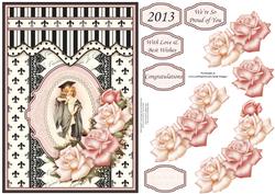 Vintage Graduation Girl Card Topper & Decoupage