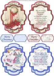 Christmas Traditional Poinsettia Village Toppers Inserts Tag