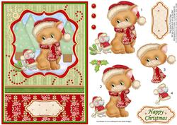 Christmas Mistletoe Cat & Mouse A5 Card Topper & Decoupage