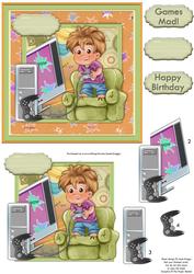Mad About Video Games Card Topper & Decoupage