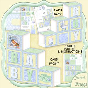 New Baby Boy Blocks Card 5 Sheet Full Kit