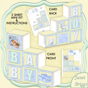 New Baby Boy Blocks Card 2 Sheet Mini Kit