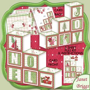Christmas Noel Blocks Card 5 Sheet Full Kit