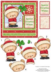 Christmas Candy Star Ted Card Topper & Decoupage