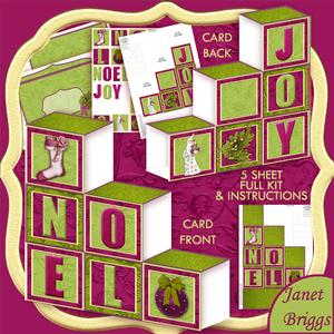 Christmas Plum Noel Blocks Card 5 Sheet Full Kit