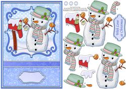 Carrot the Snowman Christmas Card Topper & Decoupage